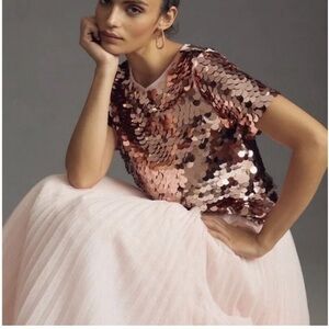 Ava Franco Sequin blouse XS NWT